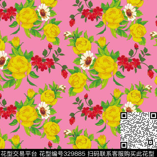 红花绿叶-2.jpg - 329885 -  - 数码印花花型 － 女装花型设计 － 瓦栏