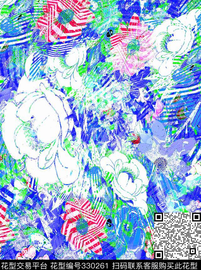 蓝~~.jpg - 330261 -  - 数码印花花型 － 女装花型设计 － 瓦栏