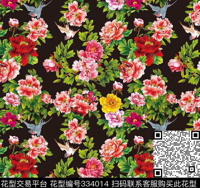 牡丹花-1.jpg - 334014 -  - 数码印花花型 － 床品花型设计 － 瓦栏