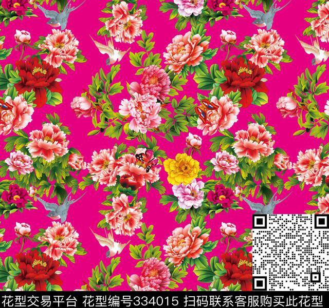 牡丹花-2.jpg - 334015 -  - 数码印花花型 － 床品花型设计 － 瓦栏