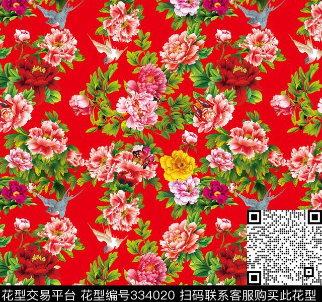 牡丹花-6.jpg - 334020 -  - 数码印花花型 － 床品花型设计 － 瓦栏