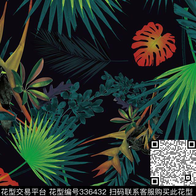 热带风情 棕榈 色二-01.jpg - 336432 -  - 数码印花花型 － 女装花型设计 － 瓦栏