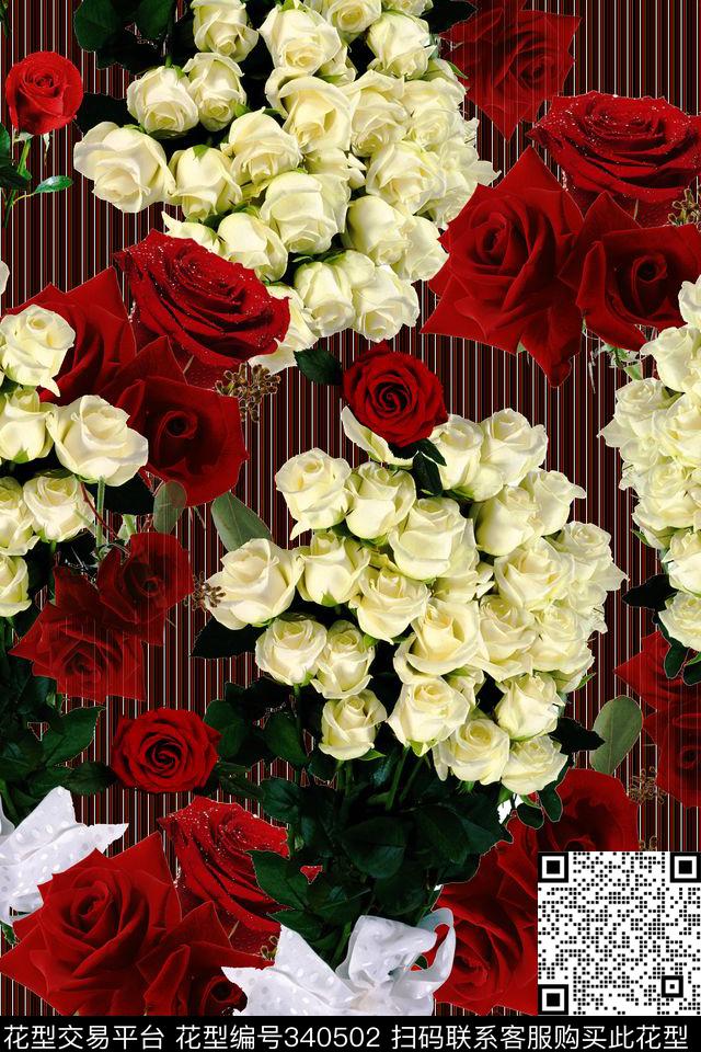 经典玫瑰.jpg - 340502 - 大花  花卉 小碎花 - 数码印花花型 － 女装花型设计 － 瓦栏