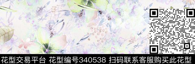 幽蓝旋律.tif - 340538 -  - 数码印花花型 － 长巾花型设计 － 瓦栏