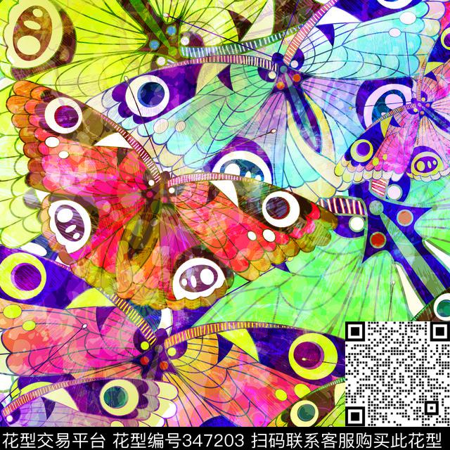 蝴蝶2.jpg - 347203 -  - 数码印花花型 － 床品花型设计 － 瓦栏