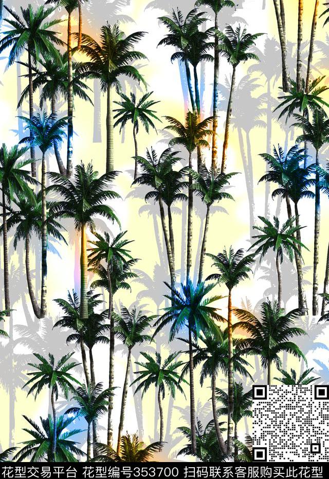 椰子树3.jpg - 353700 -  - 数码印花花型 － 床品花型设计 － 瓦栏