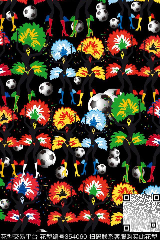 巴西桑巴足球YP01058.jpg - 354060 - 水果蔬菜田园风 - 传统印花花型 － 女装花型设计 － 瓦栏