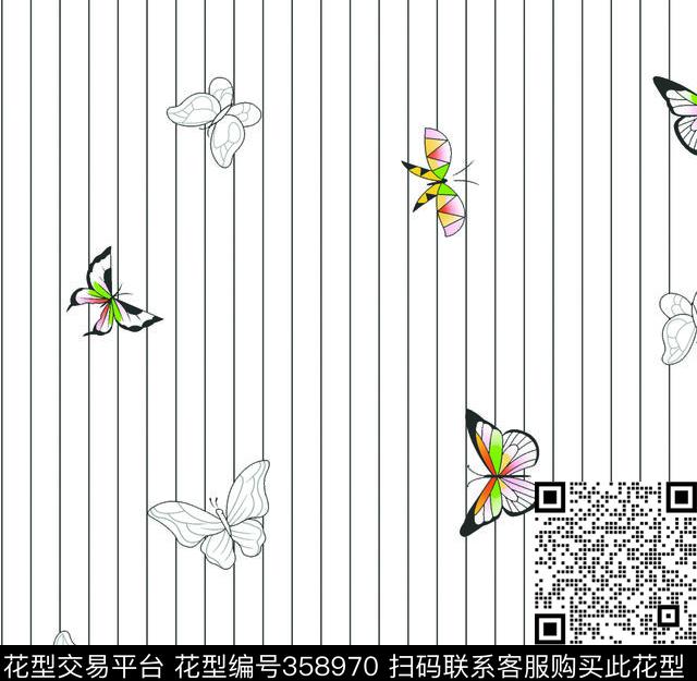 1.tif - 358970 - 休闲 蝴蝶 - 传统印花花型 － 其他花型设计 － 瓦栏