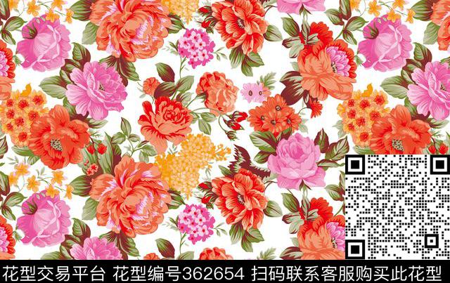 多彩牡丹花.jpg - 362654 -  - 数码印花花型 － 床品花型设计 － 瓦栏