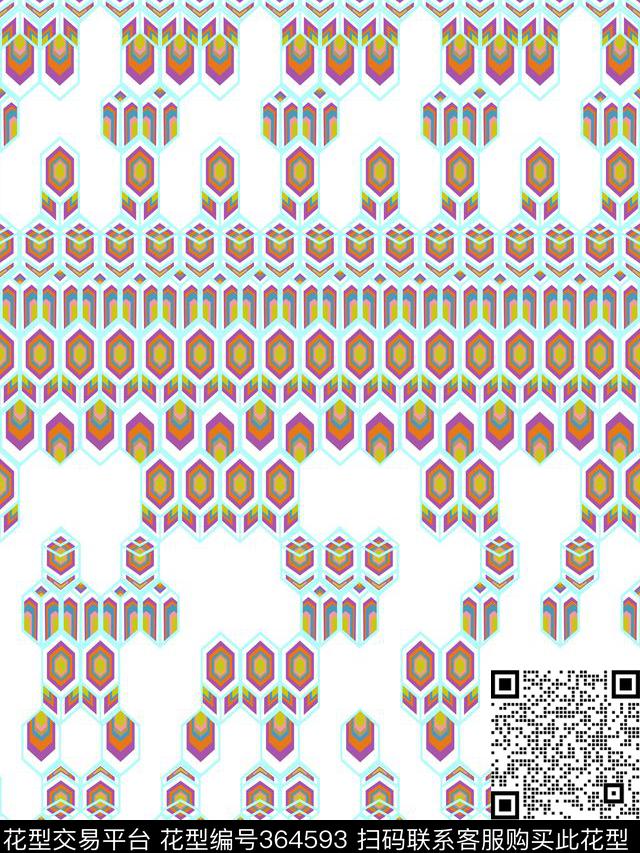 几何民族.jpg - 364593 -  - 传统印花花型 － 床品花型设计 － 瓦栏