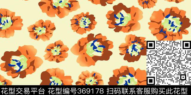 花 - 369178 - 抽像 - 传统印花花型 － 床品花型设计 － 瓦栏