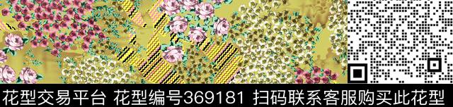 组合花 - 369181 - 抽像 - 传统印花花型 － 床品花型设计 － 瓦栏
