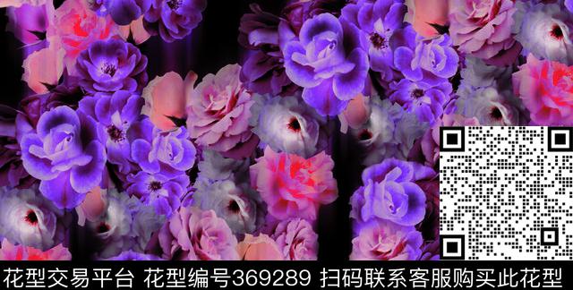 115398.tif - 369289 - 迷幻 紫色花朵 - 数码印花花型 － 女装花型设计 － 瓦栏
