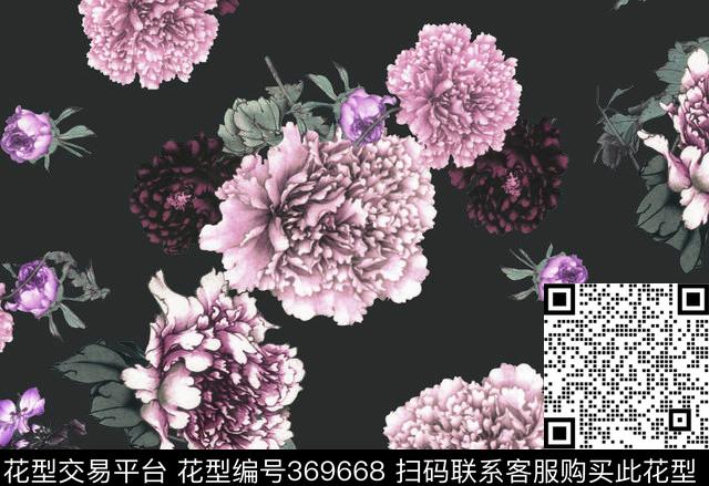 菊花群.tif - 369668 -  - 数码印花花型 － 花型设计 － 瓦栏