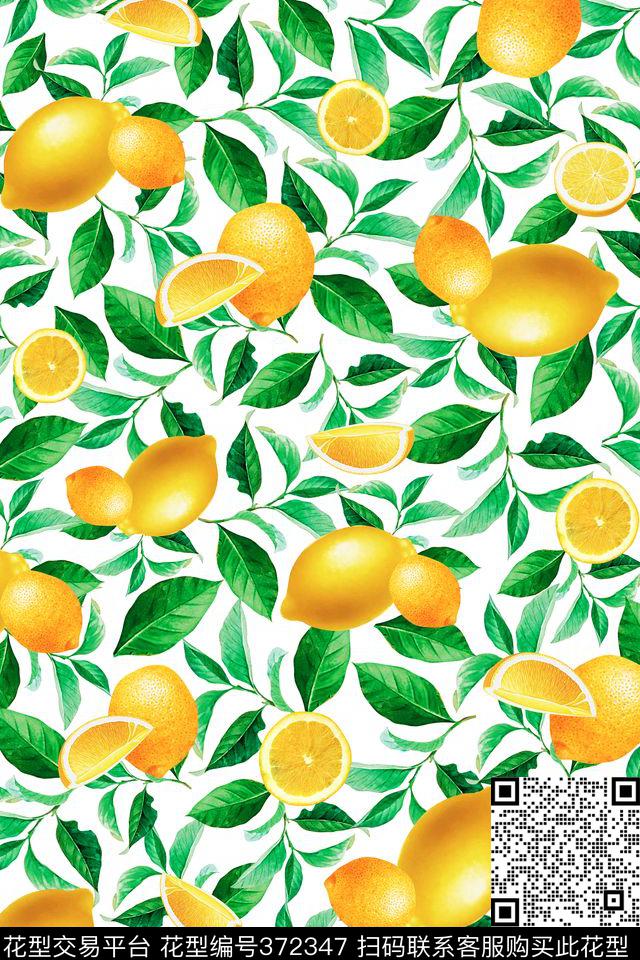 时尚手绘水果纹03 - 372347 - 流行时尚 手绘柠檬 - 数码印花花型 － 女装花型设计 － 瓦栏