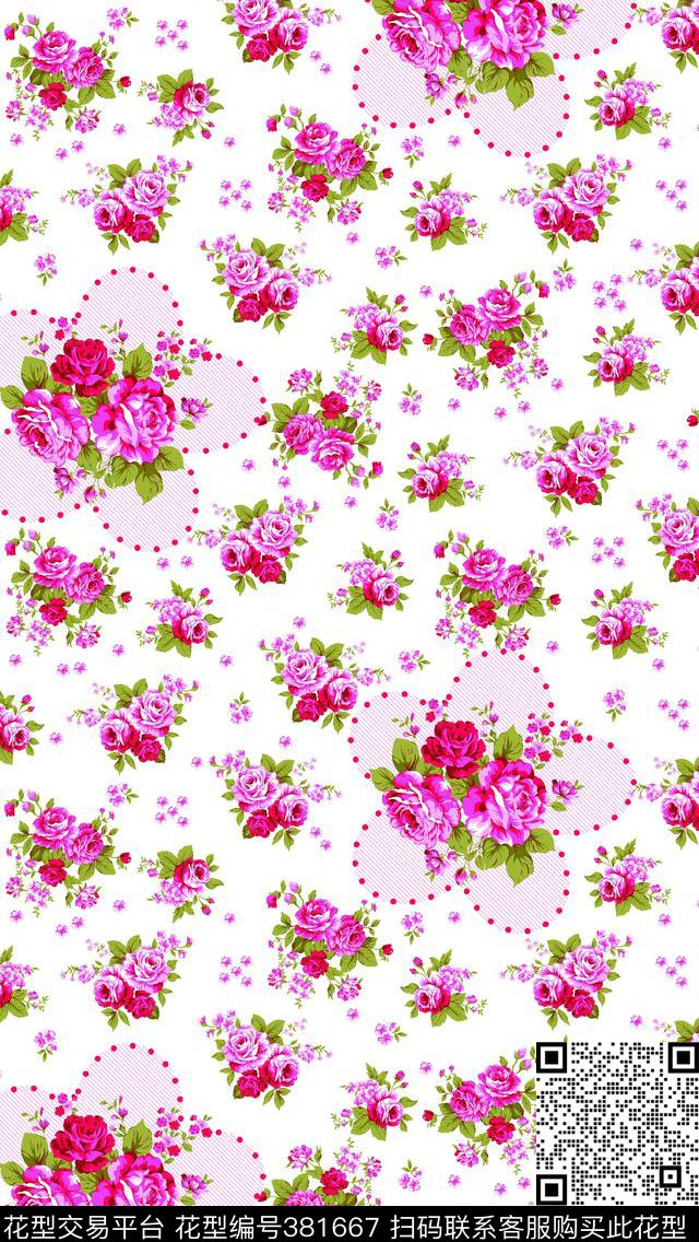 家纺花型、花卉 - 381667 - 乱花 碎花 - 传统印花花型 － 床品花型设计 － 瓦栏