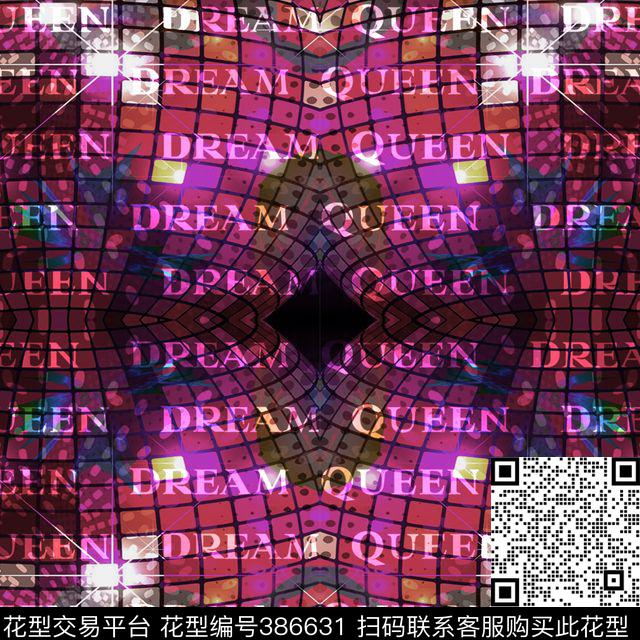 女王梦 - 386631 - 时尚炫酷 炫酷字母 - 数码印花花型 － 女装花型设计 － 瓦栏