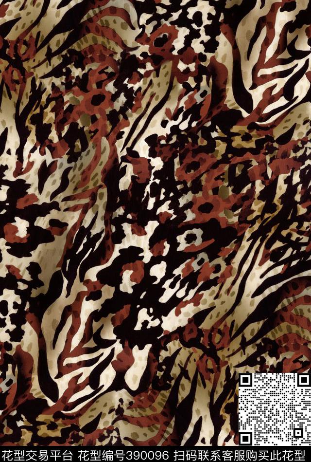 复古豹纹斑马花 - 390096 - 复古 动物纹 家纺 - 传统印花花型 － 床品花型设计 － 瓦栏