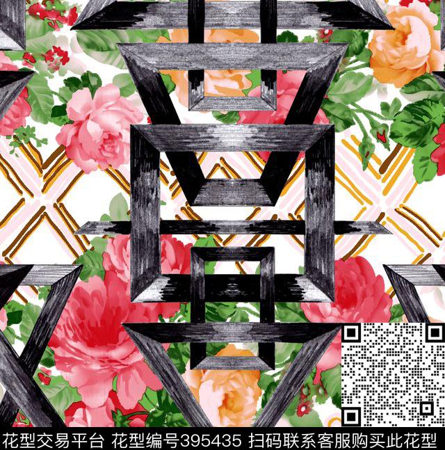 创意复古花 - 395435 - 创意复古 花 花卉 - 数码印花花型 － 女装花型设计 － 瓦栏
