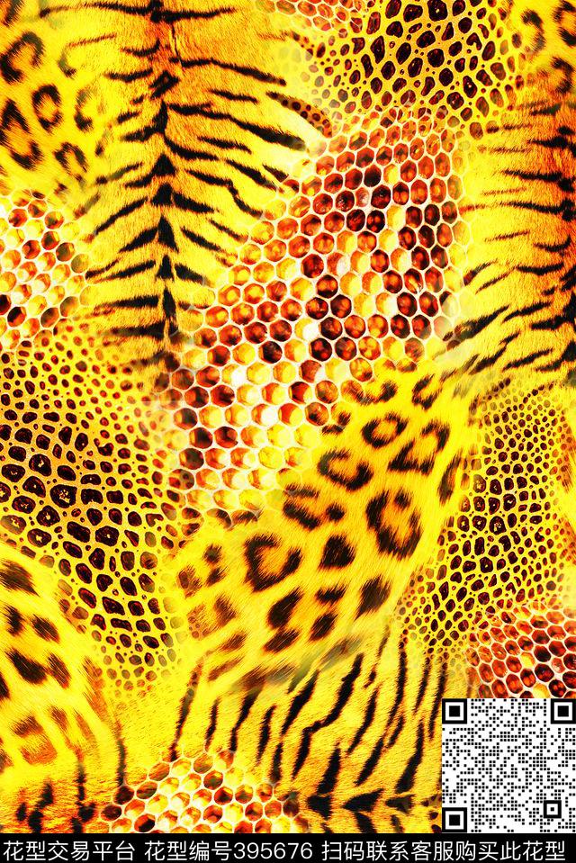 黄金蜂窝皮纹风暴 - 395676 - 动物纹 - 数码印花花型 － 箱包花型设计 － 瓦栏