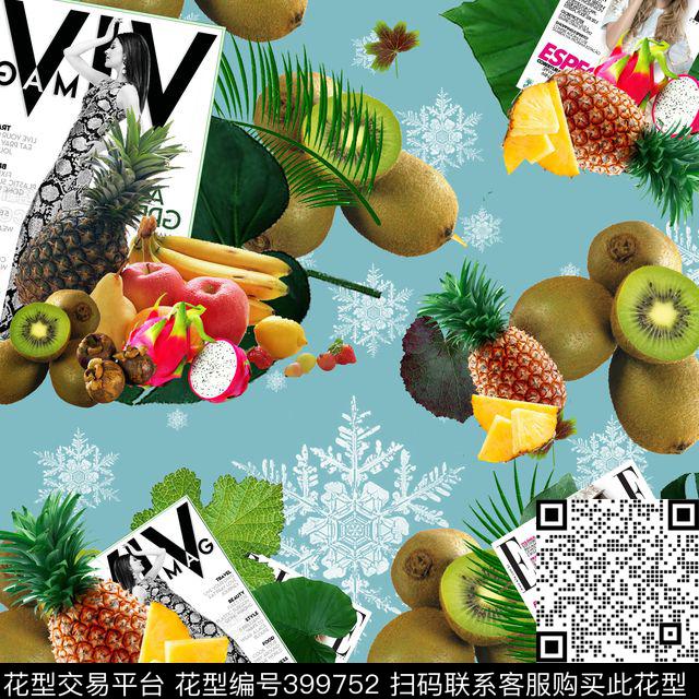 午后水果杂志 - 399752 - 水果 混搭 大牌 - 数码印花花型 － 女装花型设计 － 瓦栏