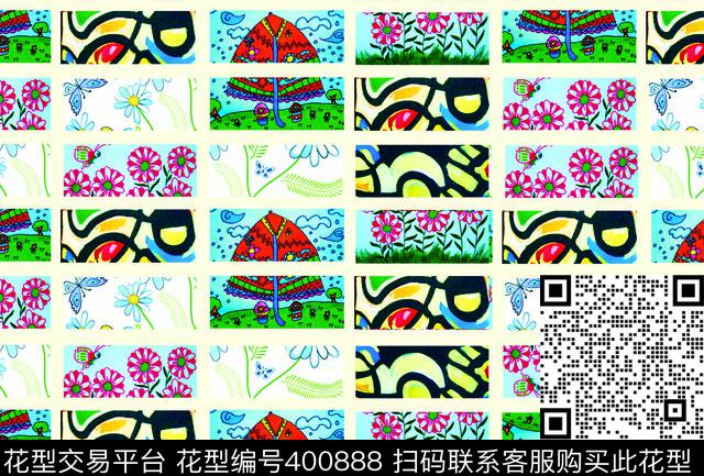 格子 - 400888 - 大气 间隔、格子、长条、几何 - 数码印花花型 － 女装花型设计 － 瓦栏
