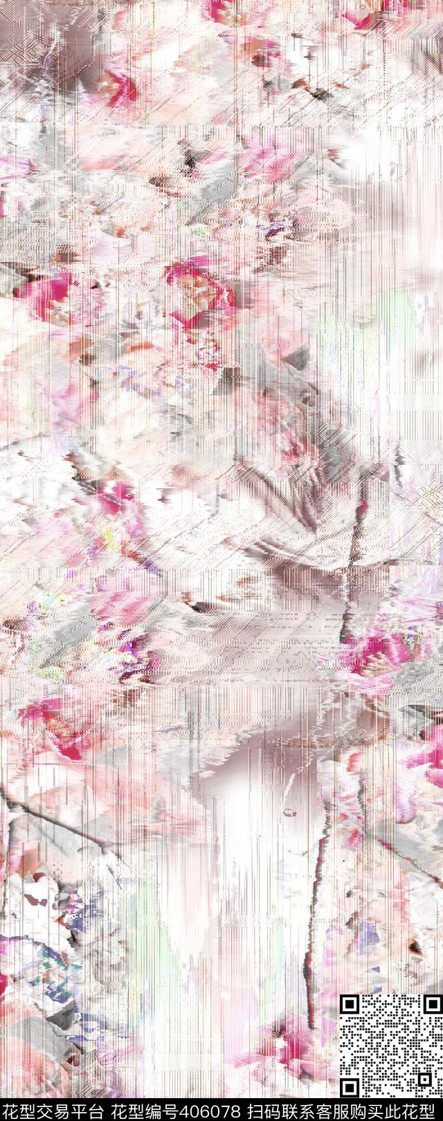 抽象花簇 - 406078 - 抽象花卉 花纹理 - 数码印花花型 － 女装花型设计 － 瓦栏