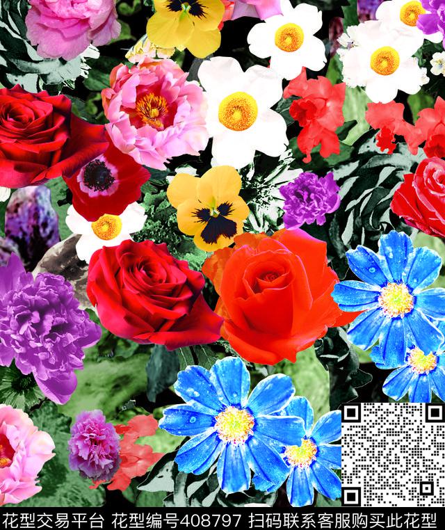 花儿 - 408797 - 花儿 - 数码印花花型 － 女装花型设计 － 瓦栏