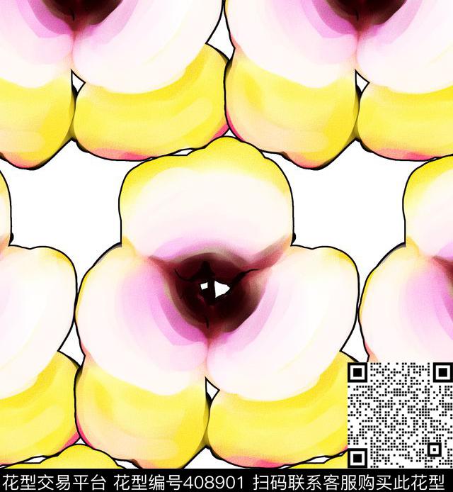 纯手绘花瓣满版印花 - 408901 - 花朵 休闲个性 花卉 - 数码印花花型 － 女装花型设计 － 瓦栏
