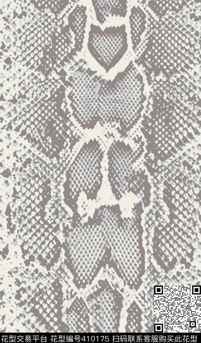 蛇纹 - 410175 - 动物皮肤 蛇纹 动物纹 - 传统印花花型 － 女装花型设计 － 瓦栏