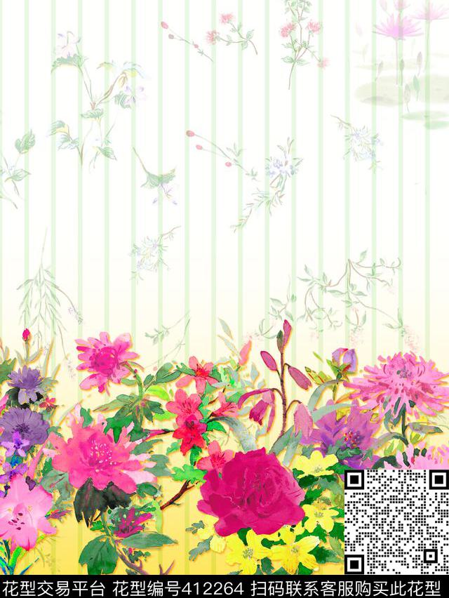 國之牡丹-中国风 - 412264 - 中国风情 牡丹 花卉 - 数码印花花型 － 女装花型设计 － 瓦栏