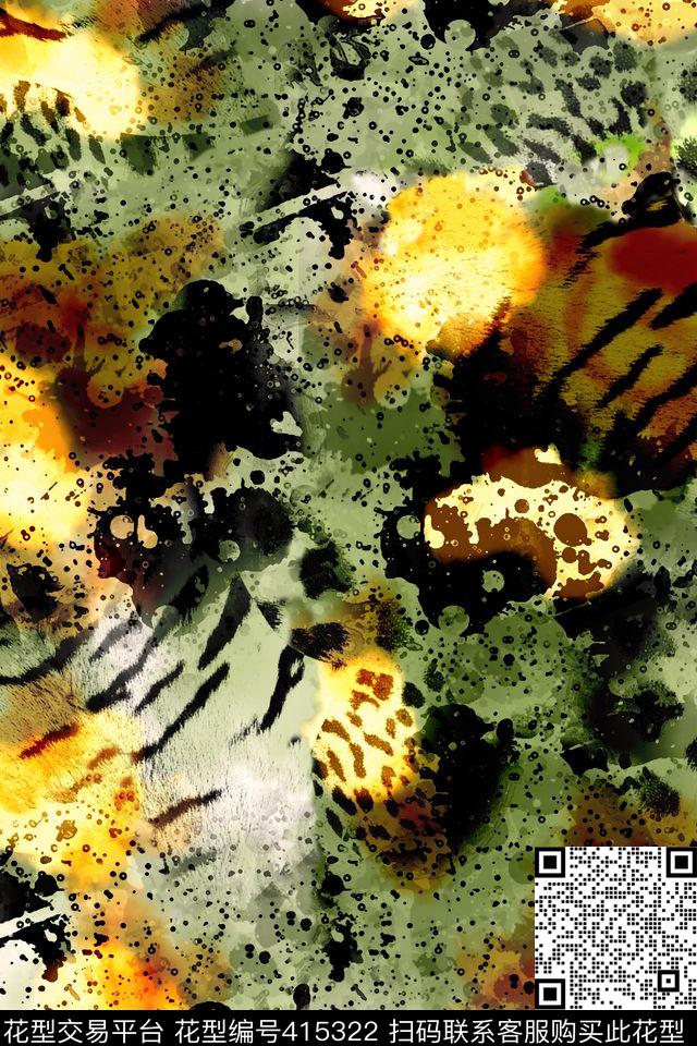 动物纹色彩组合(无分层稿) - 415322 - 潮流 动物纹 迷彩 - 数码印花花型 － 女装花型设计 － 瓦栏