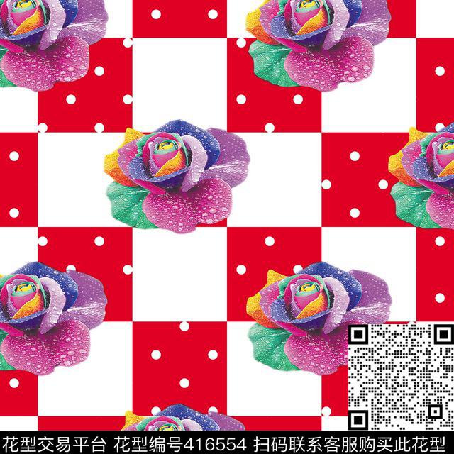 七彩花 - 416554 - 数码花型 花卉 - 数码印花花型 － 女装花型设计 － 瓦栏