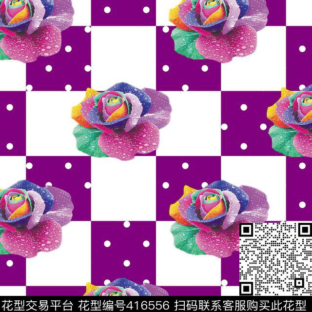 七彩花 - 416556 - 数码花型 花卉 - 数码印花花型 － 女装花型设计 － 瓦栏
