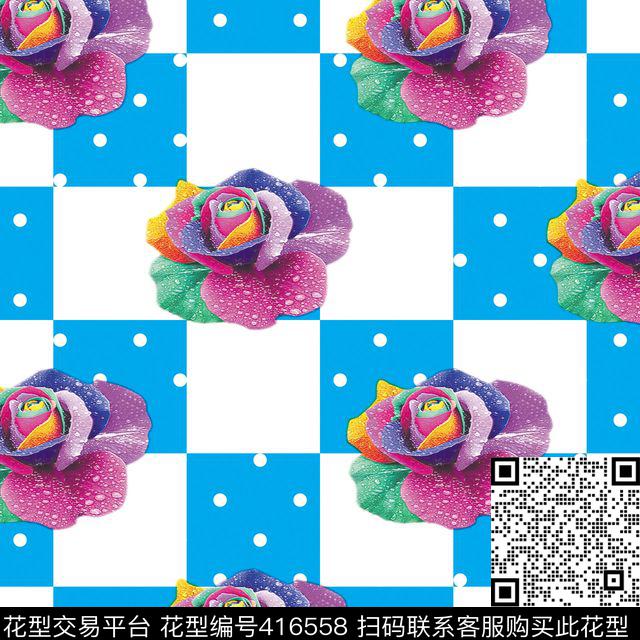 七彩花 - 416558 - 数码花型 花卉 - 数码印花花型 － 女装花型设计 － 瓦栏