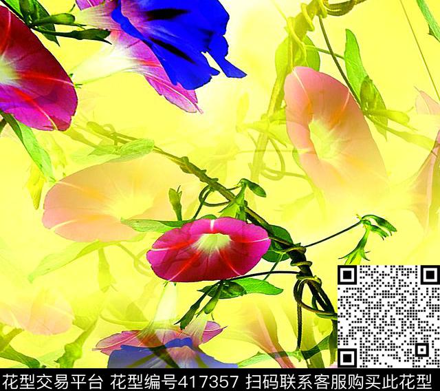 春天的故事  - 417357 - 花卉 - 数码印花花型 － 女装花型设计 － 瓦栏