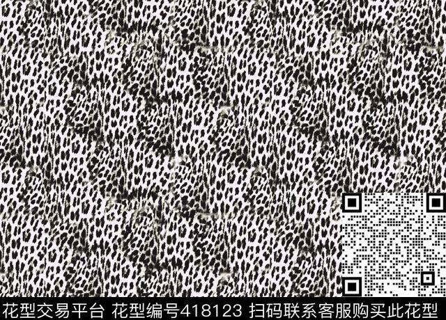 豹纹 - 418123 - 豹纹 素色 - 数码印花花型 － 床品花型设计 － 瓦栏