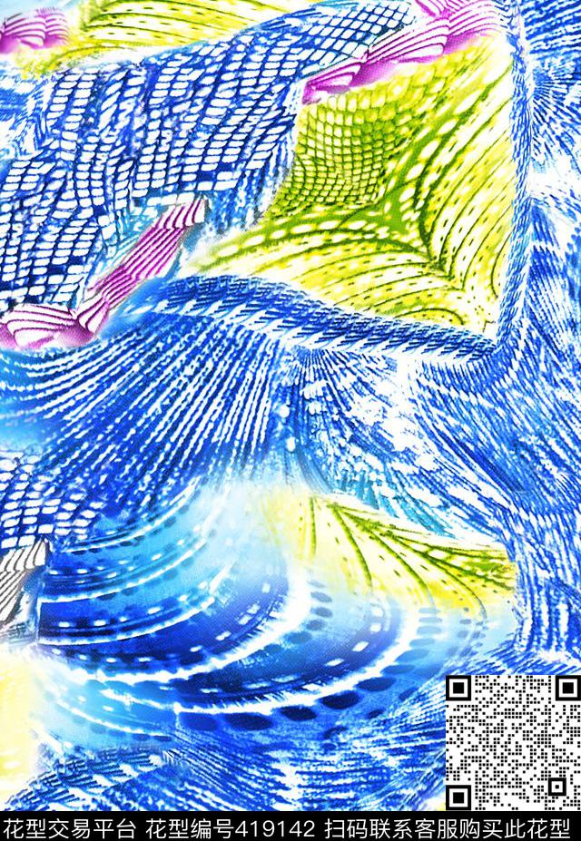 豹纹抽象纹路 - 419142 - 花花世界 豹纹抽象纹路 - 传统印花花型 － 女装花型设计 － 瓦栏