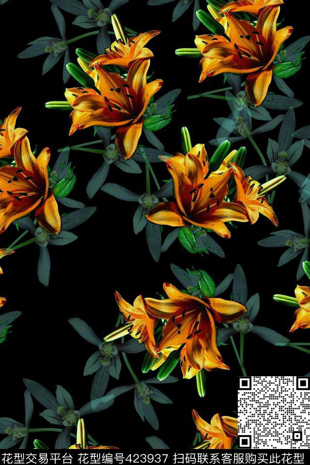 	数码花卉 - 423937 - 花卉 数码 叶子 - 数码印花花型 － 女装花型设计 － 瓦栏