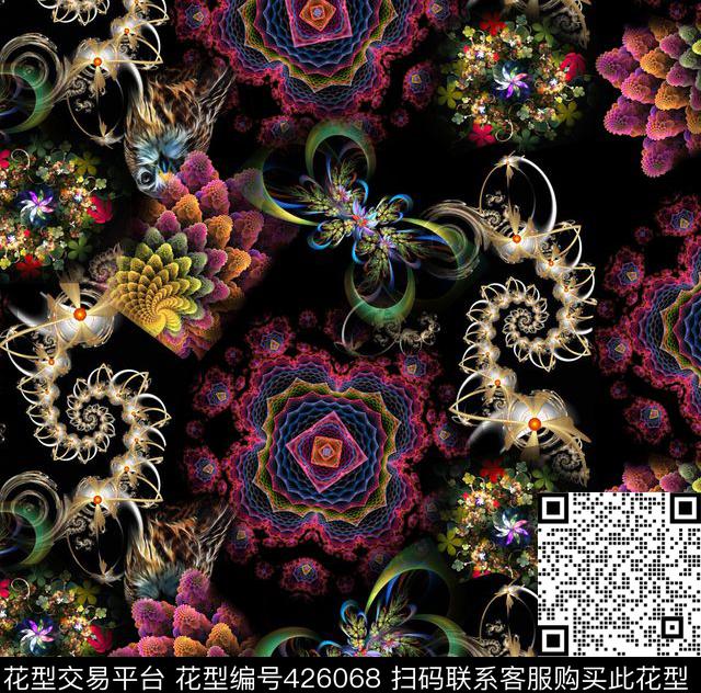 时尚变形艺术绚丽色彩数码印花 - 426068 - 变形艺术 抽象 流行时尚 - 数码印花花型 － 女装花型设计 － 瓦栏