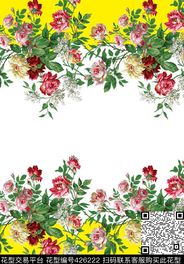 清新手绘花卉 - 426222 - 手绘花 月季花 小花 - 数码印花花型 － 女装花型设计 － 瓦栏