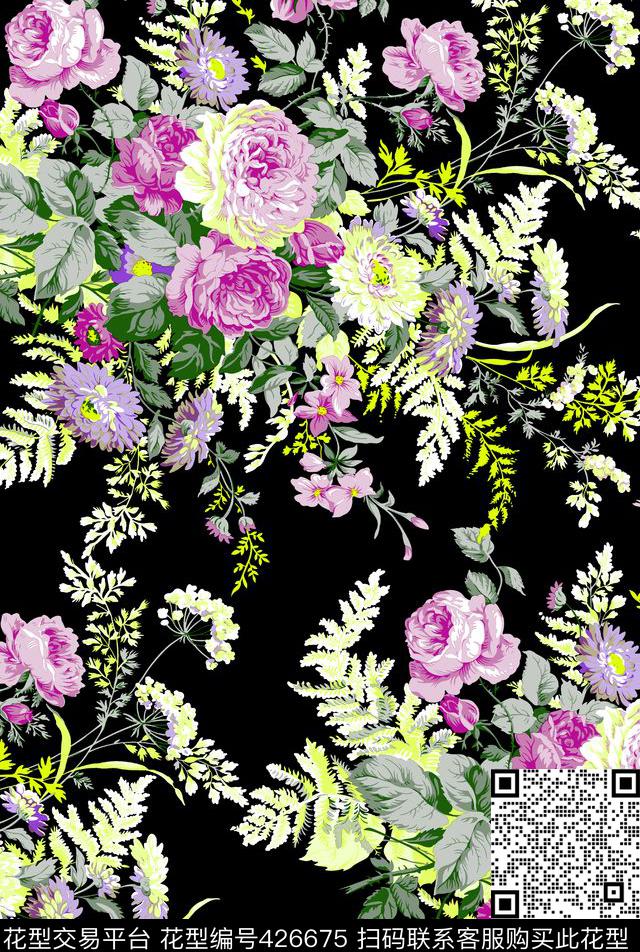 时尚印花  面料花型   数码花型 - 426675 - 时尚印花  面料花型   数码花型 - 数码印花花型 － 女装花型设计 － 瓦栏