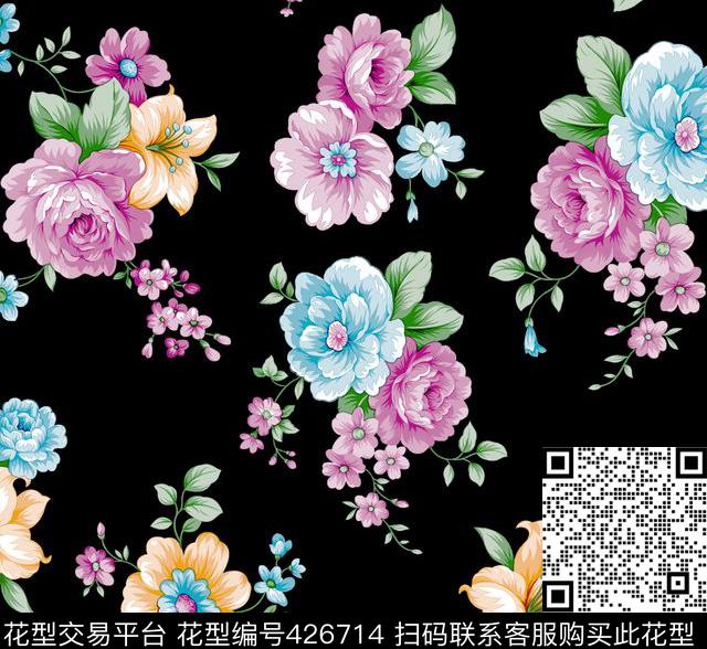 时尚印花  面料花型   数码花型 - 426714 - 时尚印花  面料花型   数码花型 - 数码印花花型 － 女装花型设计 － 瓦栏