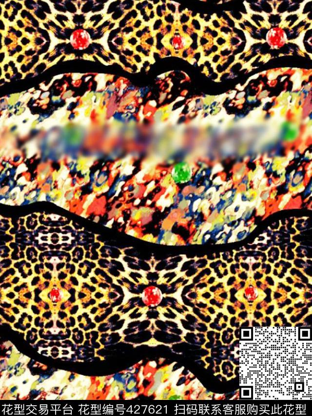 抽象豹纹系列花型 - 427621 - 抽象 豹纹 性感 - 数码印花花型 － 女装花型设计 － 瓦栏