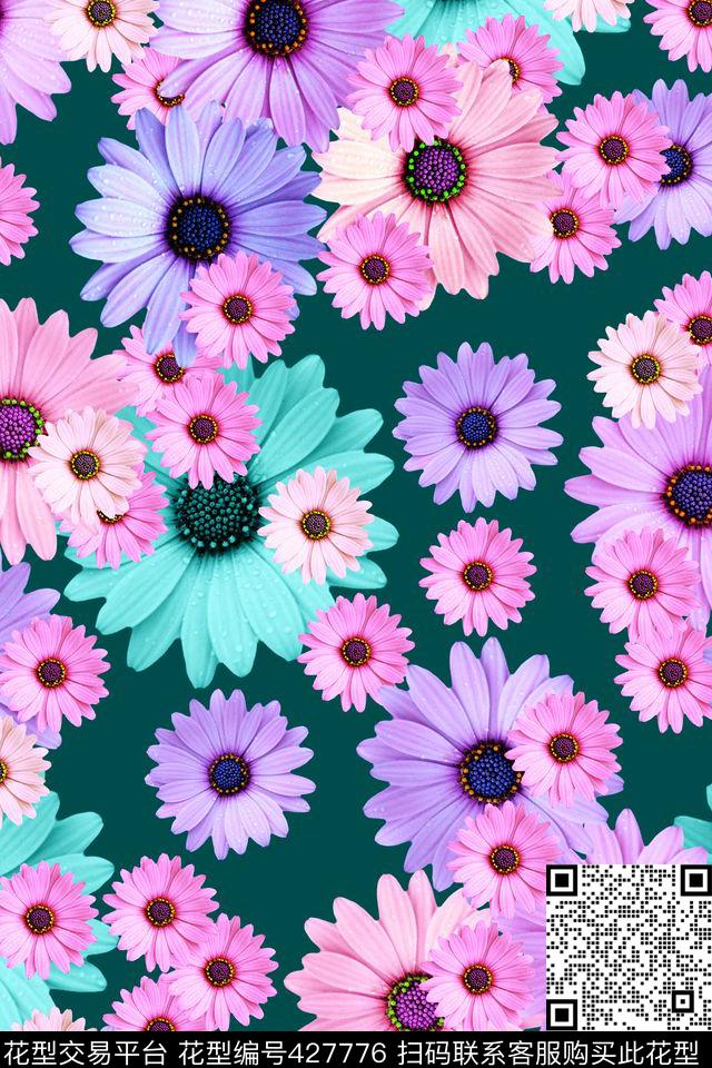 太阳花 - 427776 - 欧美风格 时尚多彩 小花集合 - 数码印花花型 － 女装花型设计 － 瓦栏