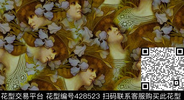 2015130.jpg - 428523 - 绿黄 卡其 民族风 - 数码印花花型 － 女装花型设计 － 瓦栏
