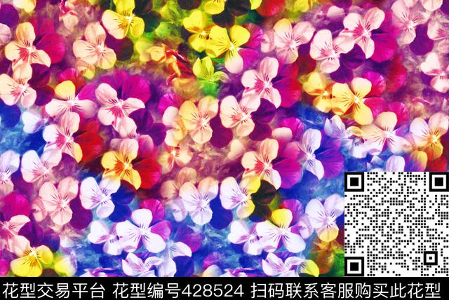 花朵2015131.jpg - 428524 - 花卉组合 五彩 黄 - 数码印花花型 － 女装花型设计 － 瓦栏
