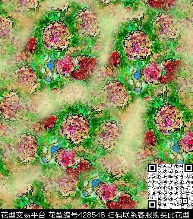 	20141147.jpg - 428548 - 花卉 绿 黄 - 数码印花花型 － 女装花型设计 － 瓦栏