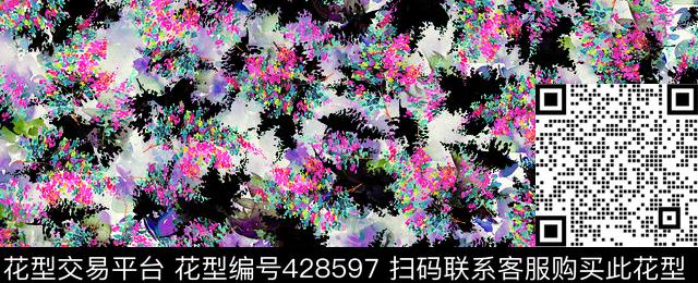 	20141265.jpg - 428597 - 写意 黑 灰 黄蓝 - 数码印花花型 － 女装花型设计 － 瓦栏