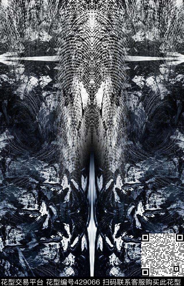 抽象数码 炫彩男士 抽象大羊头定位服装  - 429066 - 抽象 定位 服装 - 数码印花花型 － 女装花型设计 － 瓦栏
